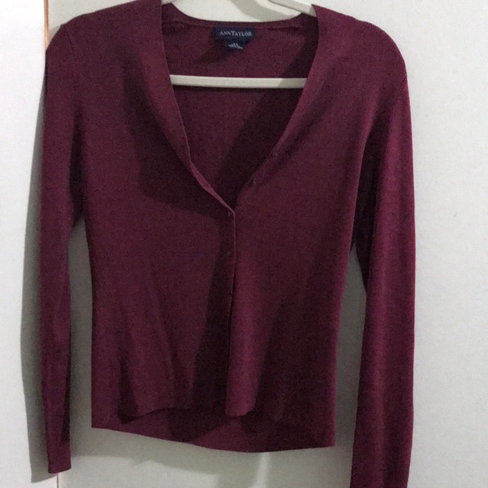 Maroon Ann Taylor Cardigan Sweater Size XS.